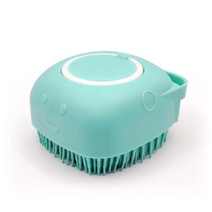 Dog Bath Brush, 2-in-1 Dog Grooming Brush with Built-in Shampoo Dispenser, Gentle Silicone Bristles for Bath & Massage
